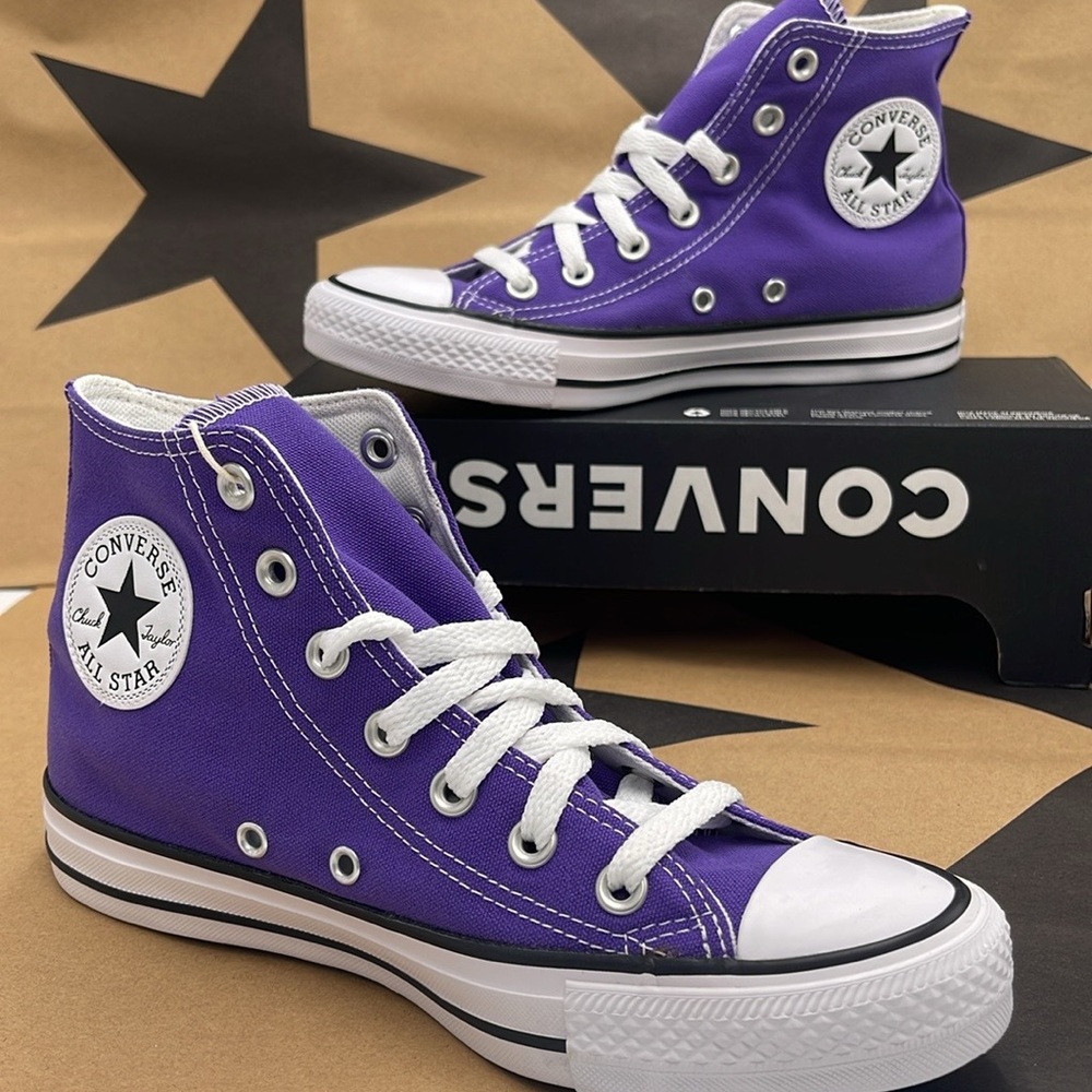 Converse WMNS All Star Purple Canvas Sneakers Hi Top Sneakers 137833F - Picture 13 of 16